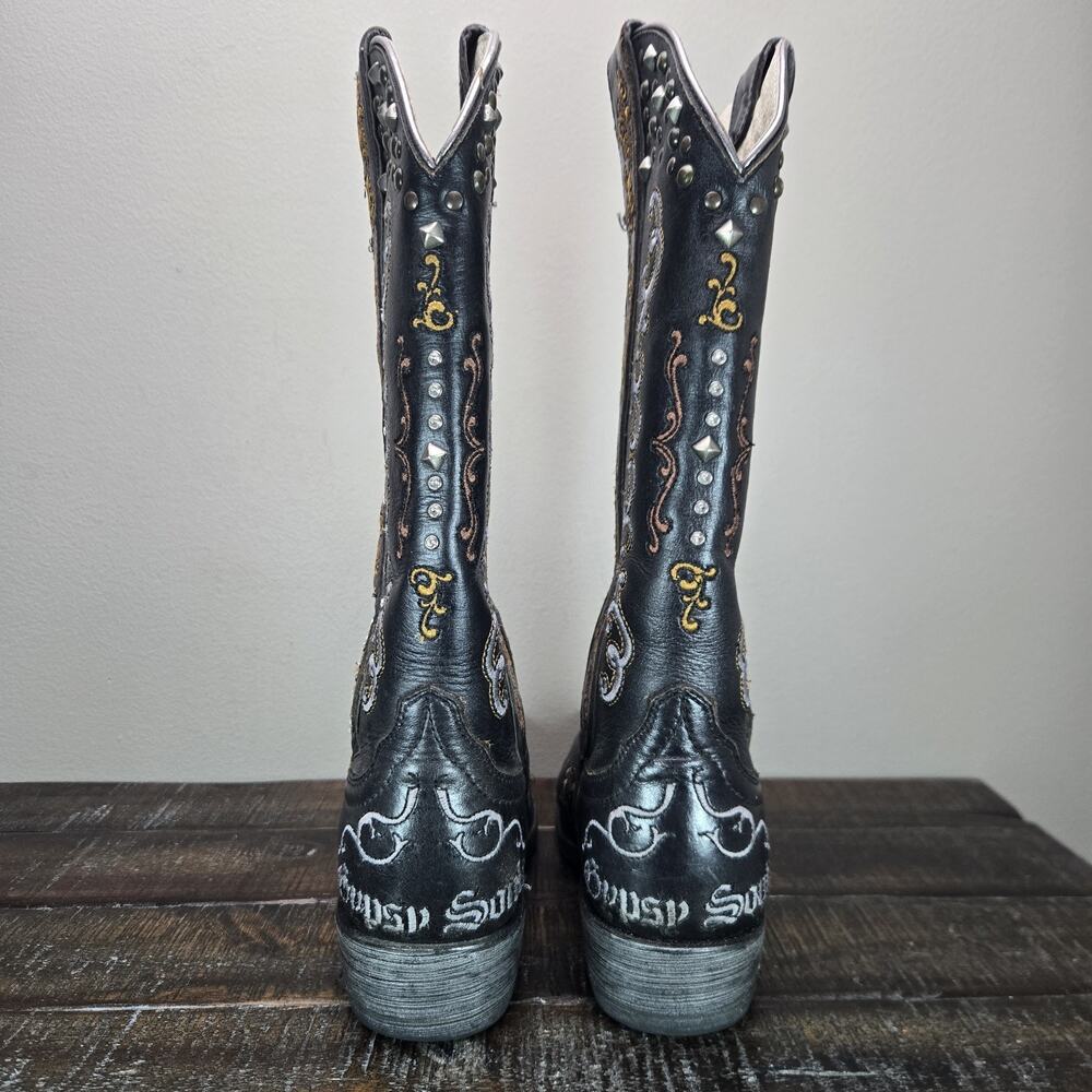 Ariat x Gypsy Soule Womens Size 7 B Cowboy Boots Cross Leather Black - Picture 4 of 12